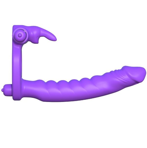 ANEL COM DILDO PARA PENETRAÇÃO DUPLA + RABBIT