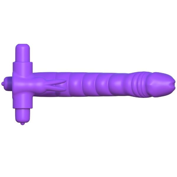 ANEL COM DILDO PARA PENETRAÇÃO DUPLA + RABBIT