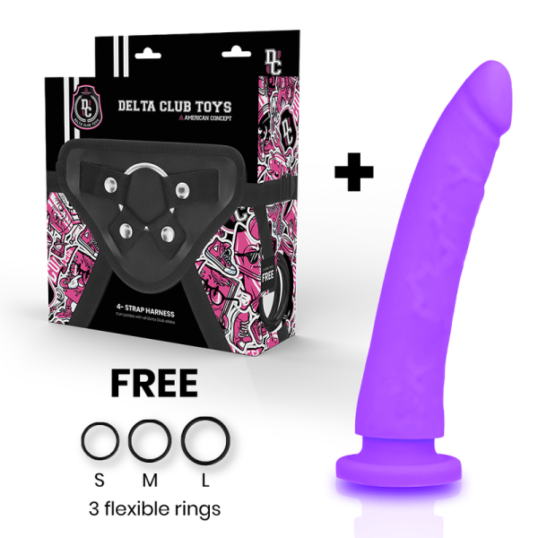 STRAP-ON DELTA CLUB COM DILDO (ROXO) | 20 CM
