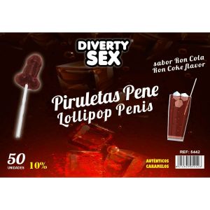 DIABLO GOLOSO - 50 PIRULETAS PENE RON COLA 10% ALCOHOL - Image 1