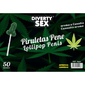 DIABLO GOLOSO - 50 PIRULETAS PENE AROMA CANNABIS - Image 1