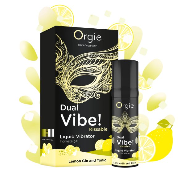 148067.jpg VIBRADOR LÍQUIDO COM SABOR A GIN TÓNICO DE LIMÃO DUAL VIBE 15ML ORGIE