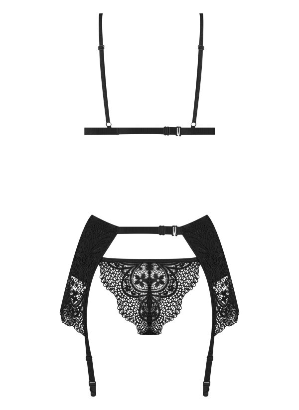 CONJUNTO DE 3 PEÇAS OBSIDIAN DESIRE SET BEAUTY NIGHT FASHION PRETO