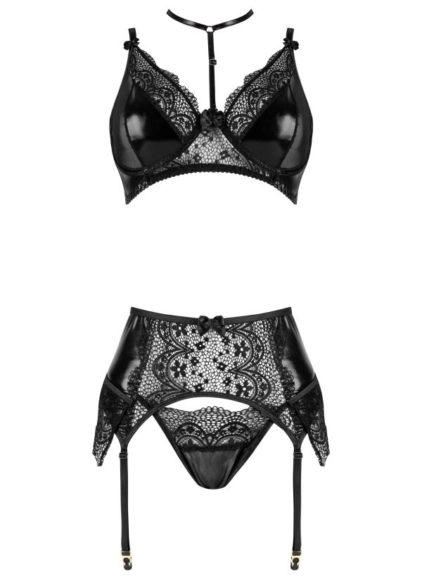 CONJUNTO DE 3 PEÇAS NOIR FANTASY SET BEAUTY NIGHT FASHION PRETO