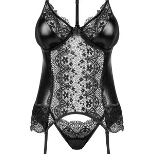 CORPETE E TANGA NOIR FANTASY BEAUTY NIGHT FASHION PRETO - Image 1
