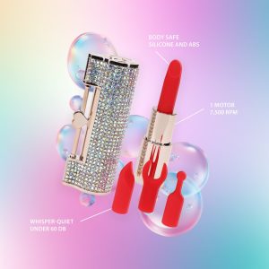 VIBRADOR COM 4 ACESSÓRIOS DIAMOND LIPSTICK IRIDESCENT LOVELINE - Image 6