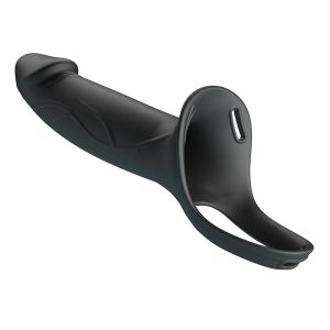 STRAP-ON VIBRATÓRIO COM DILDO OCO LANDON (PRETO) - Image 3