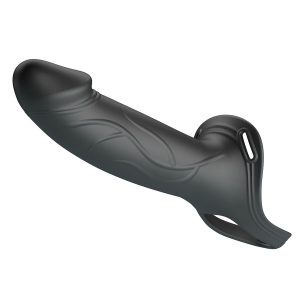 STRAP-ON VIBRATÓRIO COM DILDO OCO LANDON (PRETO) - Image 2