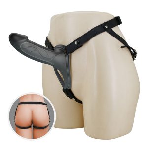 STRAP-ON VIBRATÓRIO COM DILDO OCO LANDON (PRETO) - Image 7