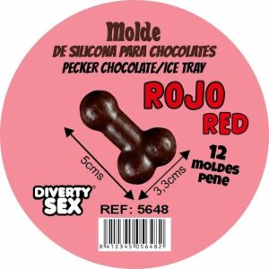 DIABLO PICANTE - CHOCOLATE MOLD WITH 12 SILICONE PENISES FOR HANGING RED - Image 1