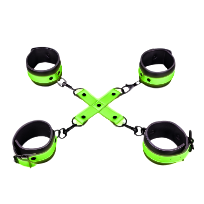 OUCH! GLOW IN THE DARK CONJUNTO DE ALGEMAS COM HOGTIE | VERDE NÉON