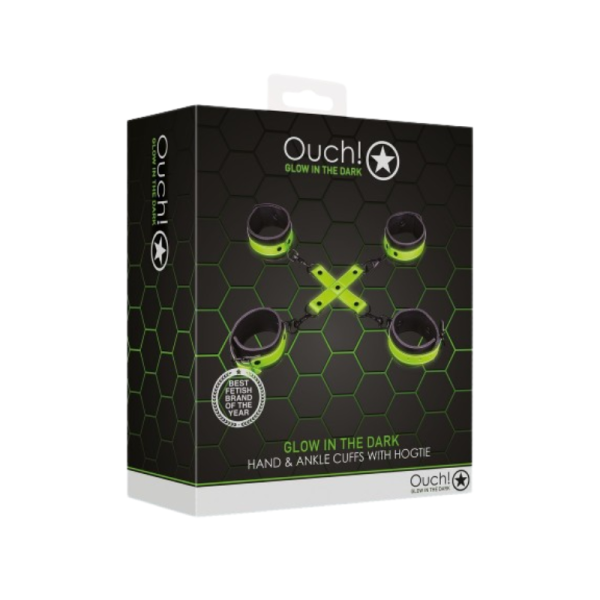 OUCH! GLOW IN THE DARK CONJUNTO DE ALGEMAS COM HOGTIE | VERDE NÉON