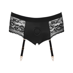 BAD KITTY – CUECA COM ANEL PARA DILDO E CINTA-LIGA PRETA - Image 5