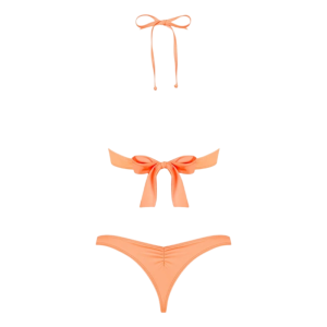 OBSESSIVE PARALIA BIQUÍNI coral com top de aro ajustável e cueca de cintura subida tipo tanga. Modelo sensual e elástico em tamanho M.