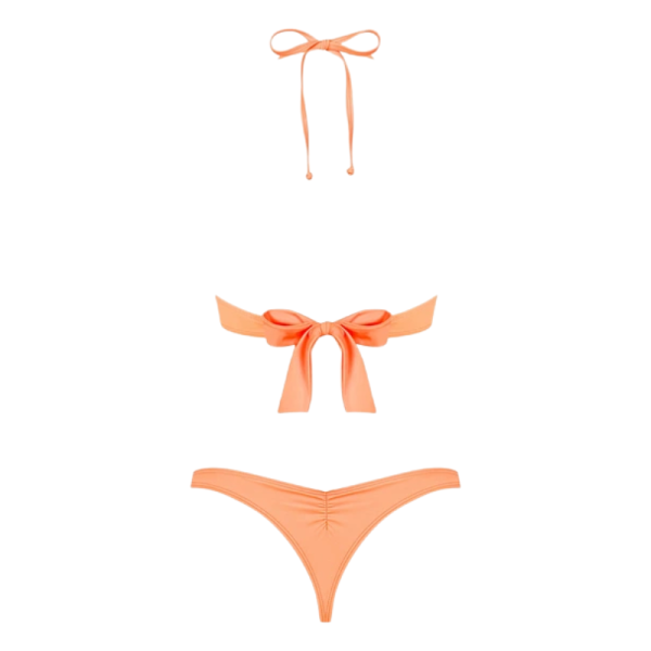 OBSESSIVE PARALIA BIQUÍNI coral com top de aro ajustável e cueca de cintura subida tipo tanga. Modelo sensual e elástico em tamanho M.
