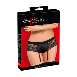 BAD KITTY – CUECA COM ANEL PARA DILDO E CINTA-LIGA PRETA - Image 3