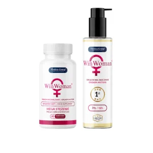 Descubra o WinWoman Combo: Gel Íntimo Feminino 150 ml e 60 Cápsulas. Um pack completo para complementar a rotina de cuidado íntimo feminino.