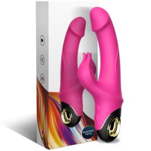 VIBRADOR RABBIT COM ROTAÇÃO METEROR DILDO (FÚCSIA) - Image 5