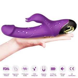 VIBRADOR RABBIT COM ROTAÇÃO METEROR DILDO (ROXO) - Image 3