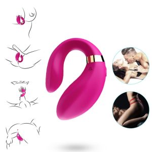 VIBRADOR PARA CASAIS CRESCENT COM COMANDO (FÚCSIA) - Image 2