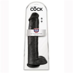 KING COCK - REALISTIC DILDO WITH TESTICLES 38 CM BLACK - Image 5