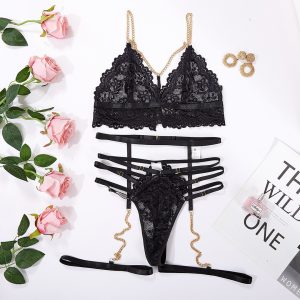CONJUNTO DE 3 PEÇAS LACE CUT-OUT PRETO DE NAMOUR - Image 4