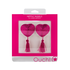OUCH! TAPA-MAMILOS ROSA COM BRILHANTES E FRANJAS