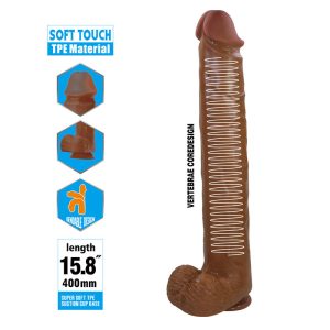 DILDO REALISTA FLEXÍVEL COM VENTOSA PAT (PELE ESCURA) | 40 CM - Image 6