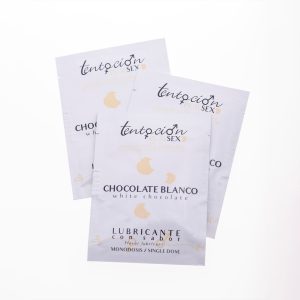 20 MONODOSES DE LUBRIFICANTE COM SABOR A CHOCOLATE BRANCO 5ML TENTACIÓN PLAY SEX - Image 1