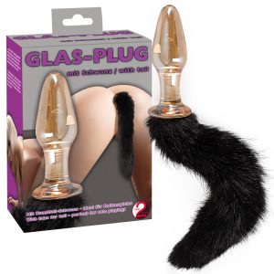 PLUG ANAL EM VIDRO COM CAUDA PRETA - Image 1