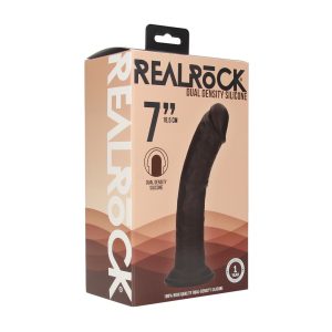 DUAL DENSITY SILICONE CURVED REALISTIC DILDO WITH SUCTION CUP - 7 / 18,5 CM - BLACK - Image 6