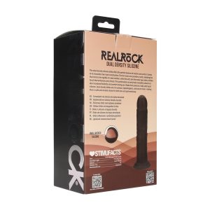 DUAL DENSITY SILICONE CURVED REALISTIC DILDO WITH SUCTION CUP - 7 / 18,5 CM - BLACK - Image 1